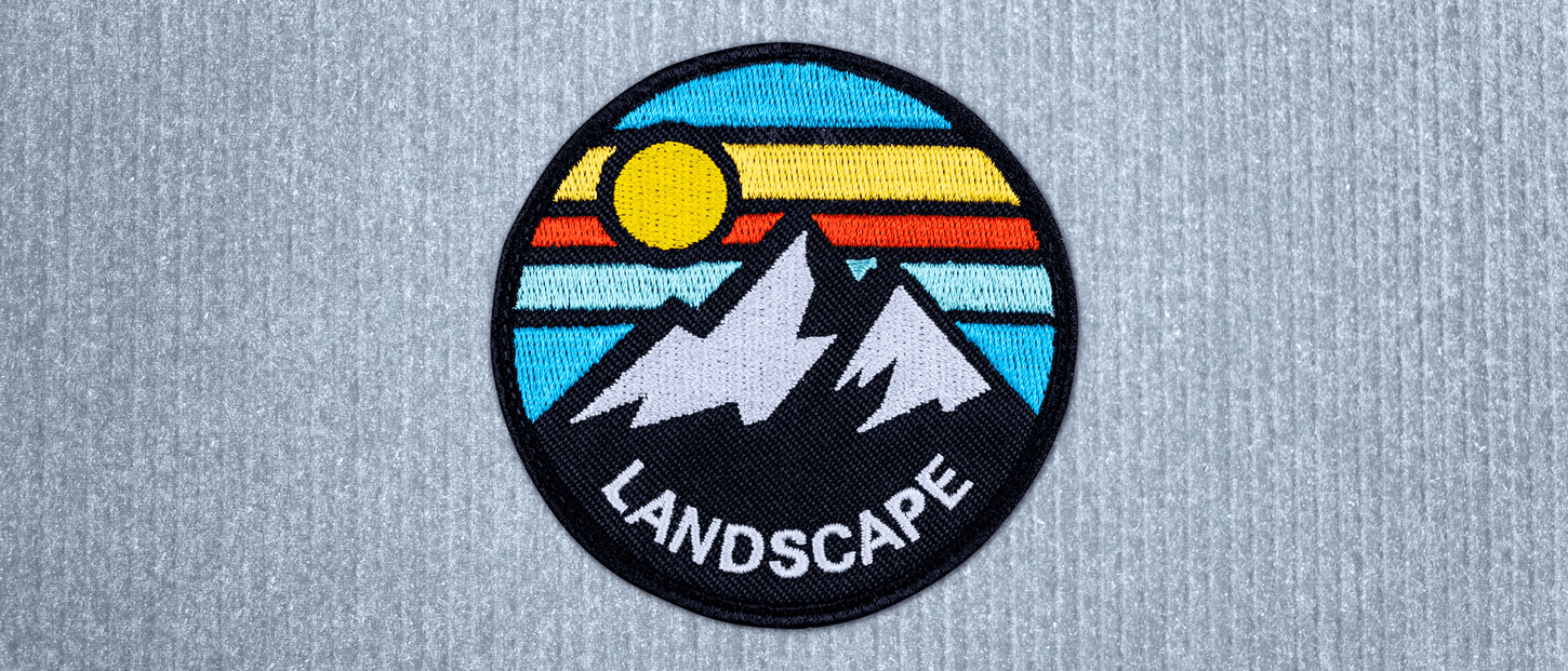 Embroidered mountain landscape patch