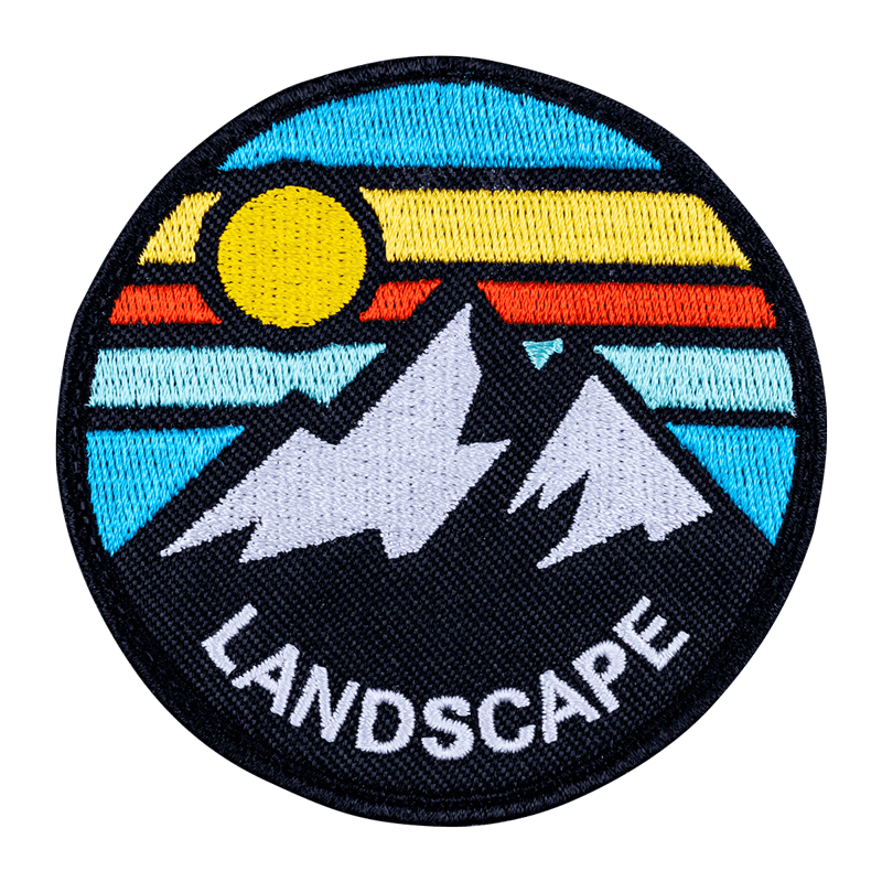 Embroidered mountain landscape patch