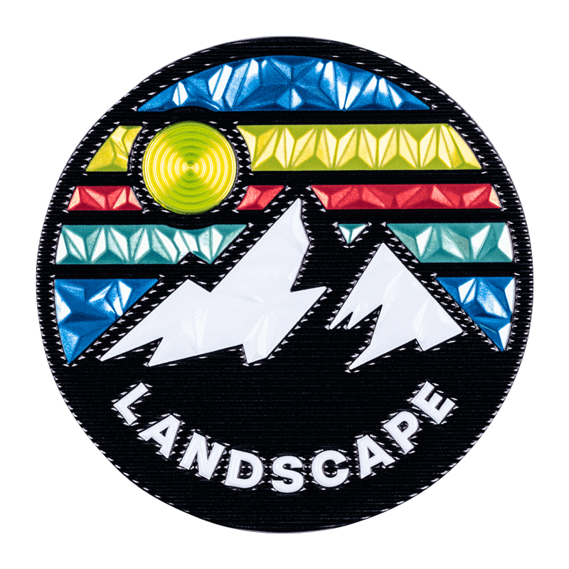 FlexStyle Beveled Metallic mountain landscape emblem