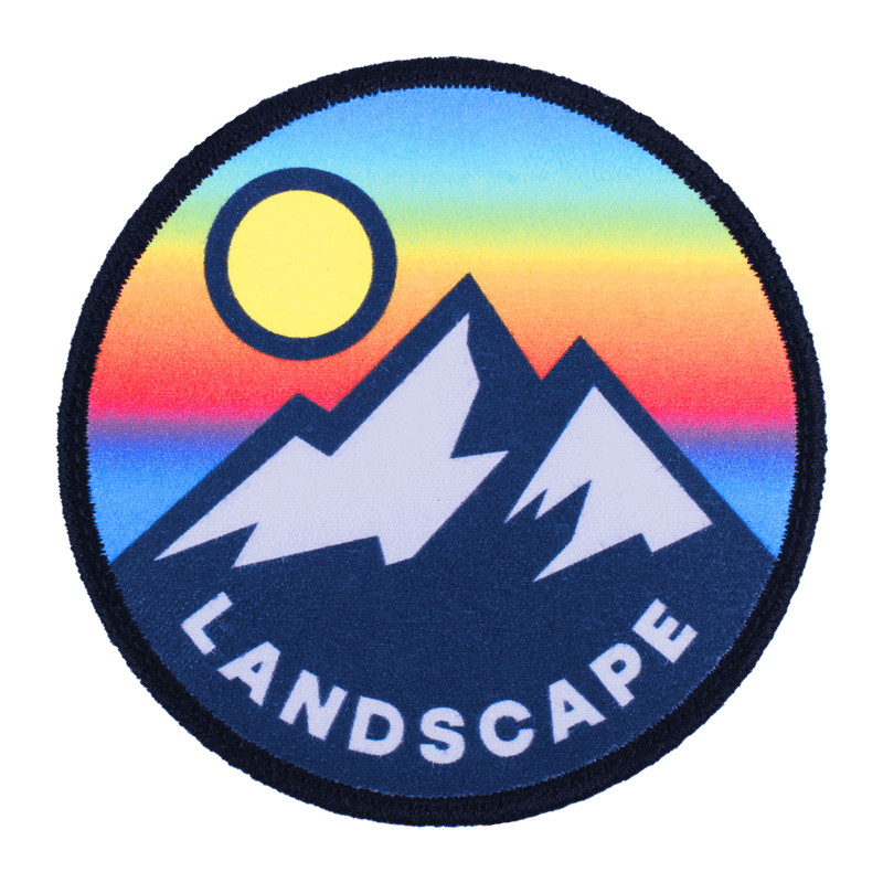 Sublimated Faux Suede mountain landscape patch